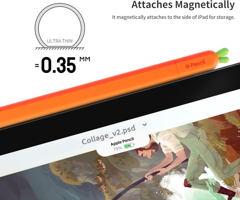 ELETIUO حافظة سيليكون متوافقة مع قلم أبل (USB-C)، حامل واقي مع غطاء ملحقات، غطاء مضاد للانزلاق يدعم التوافق المغناطيسي مع قلم أبل الجيل الثالث، جزر - Image 3